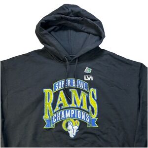 Los Angeles RAMS Hoodie Mens 2XL Superbowl LVI Champions Black NFL Team Apparel